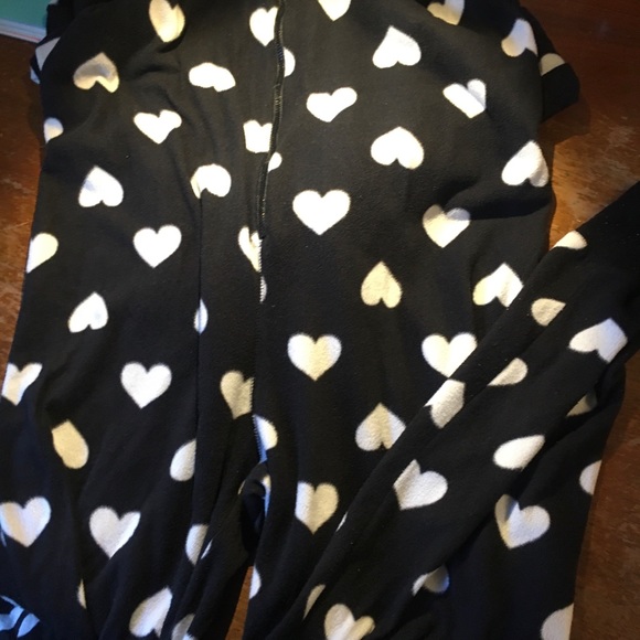 Juniors one piece fleece pajamas. Zip up, hooded - Picture 2 of 3